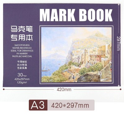 A3/A4 Mark Pen Paper With Hand-Painted Paper Coil / Tearable 30 Sheets Sketch Painting Book Paper School Stationery: A3