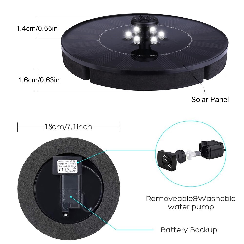 Solor Powered Fontein Met Led-verlichting Drijvende Solar Fontein Tuin Fontein Zwembad Vijver Decor Tuin Zwembad Decoratie