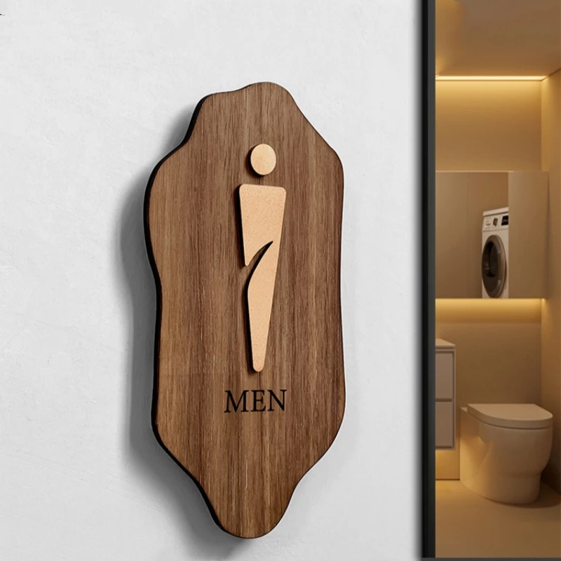 Houten bewegwijzering Toiletbewegwijzering voor heren en dames Deurbord Openbare badkamer Instructiebord Luxe hotel WC Toiletmuursticker: 20x30cm / WHITE