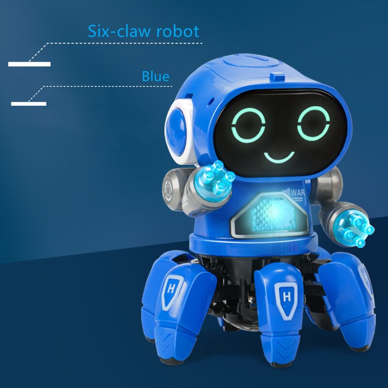 Mini jouets pour enfants, 6 griffes, pieuvre, Robot ABS, lumières LED, musique dansante, colorés, pour garçons et filles, 2022: green