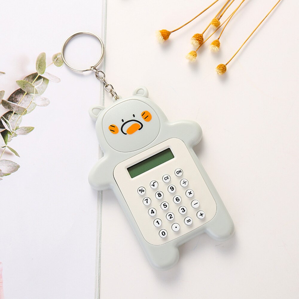 Calculadora con de dibujos animados, Mini calculadora portátil con 8 dígitos, pantalla con llavero de botón, batería, tamaño de bolsillo