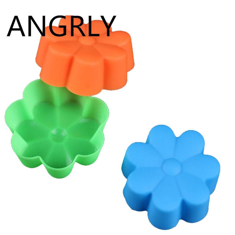 ANGRLY 10pcs Multi-color Silicone Cake Muffin Cupcake Mold Round Shape Baking Mould: 4