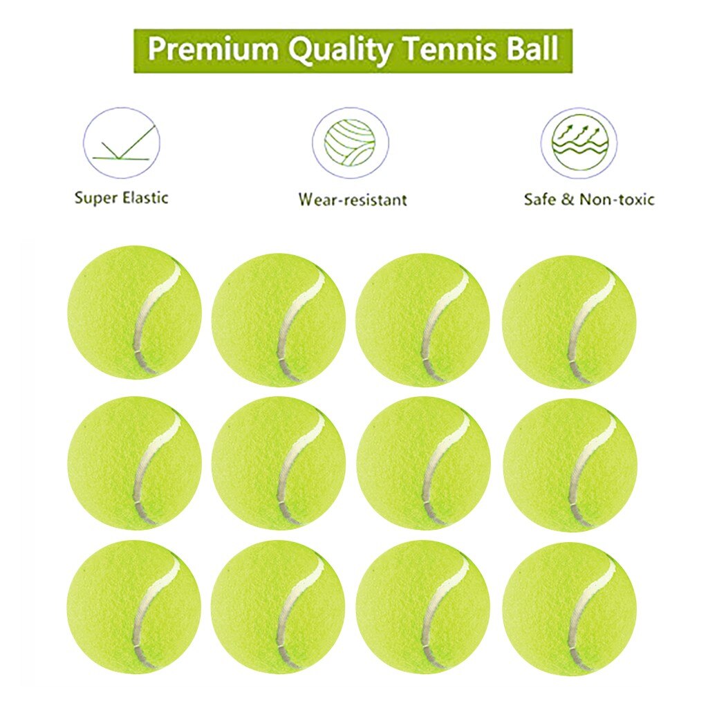 12 stks/partij Elasticiteit Tennisbal Voor Training Sport Rubber Wollen Tennis Ballen Voor Tennis Praktijk Met Gratis Tas #4