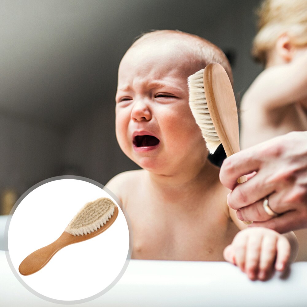 Baby Kids Head Grooming Comb Hair Brush Wood Comb with Wool Bristles: Default Title