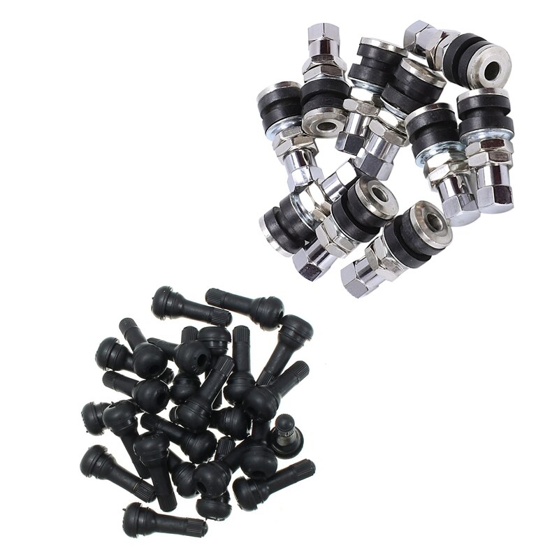 25 stuks  tr 413 rubberen tubeless vacuüm snap-in bandenventielen voor auto's, van aluminiumlegering & 10 stuks tubeless bandenventielen voor auto's, vrachtwagens en motorfietsen