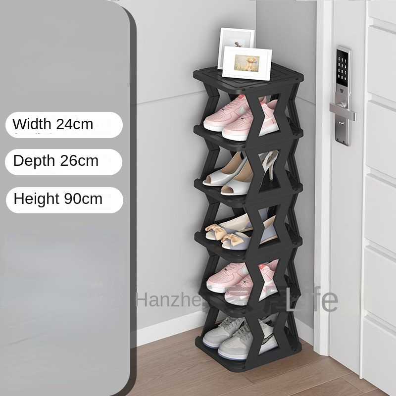 Étagère à chaussures multicouche, petit espace étroit dans la porte, armoire à chaussures, rangement de chaussures multifonctionnel T1: Gris clair