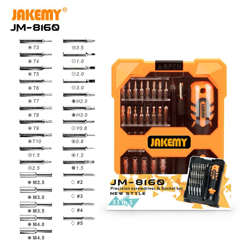 Jakemy Originele JM-8160 34 In 1 Precisie Schroevendraaier Set Multi-Functionele Diy Hand Tool Met Crv Bits Voor Mobiele laptop Reparatie: JM-8160