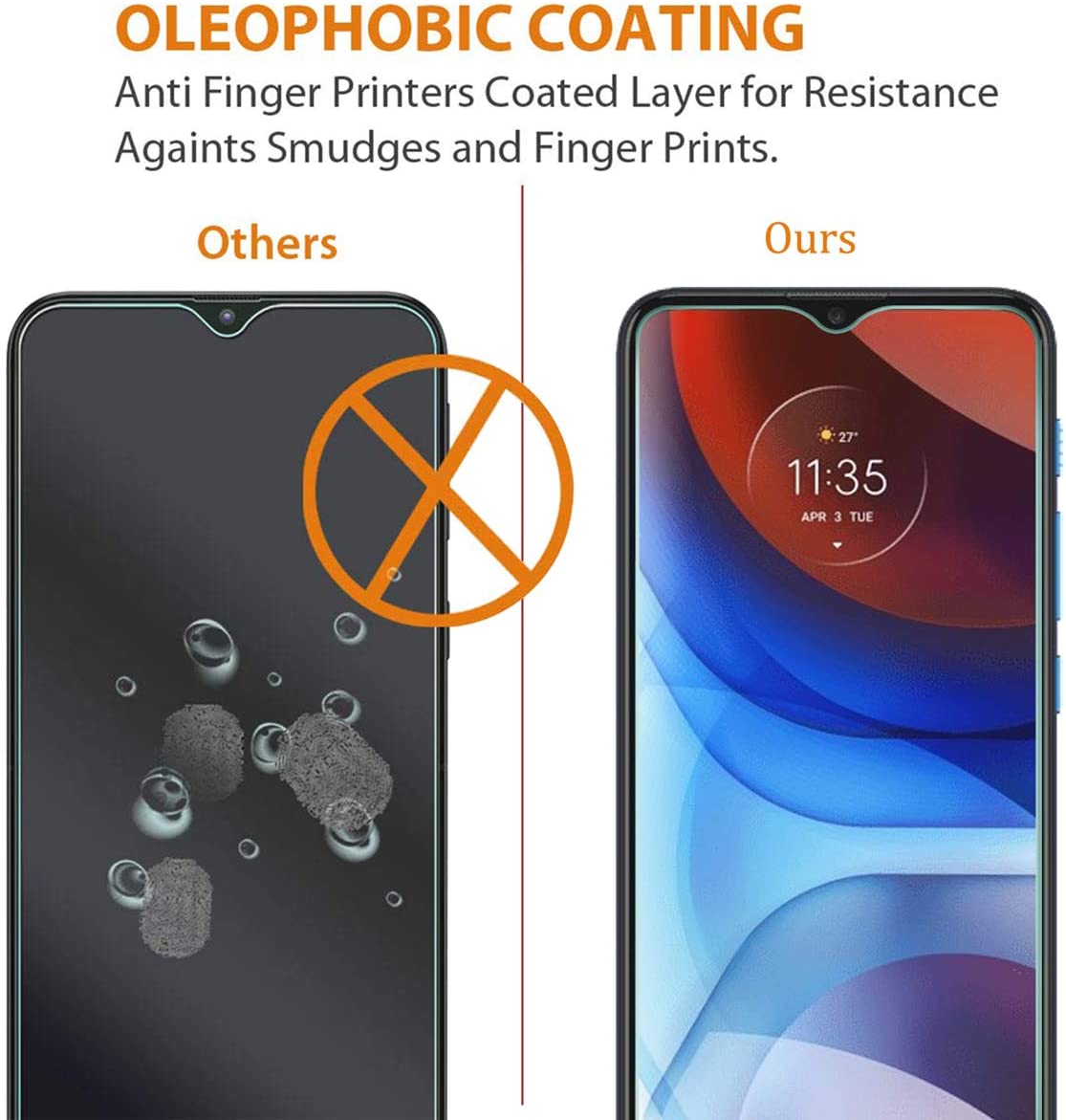 Hd-schutzglas für motorola moto  e7i Energie ,  e7 Plus und  e7 Plus – displayschutzfolie aus klarem glas, fingerabdruckabweisend