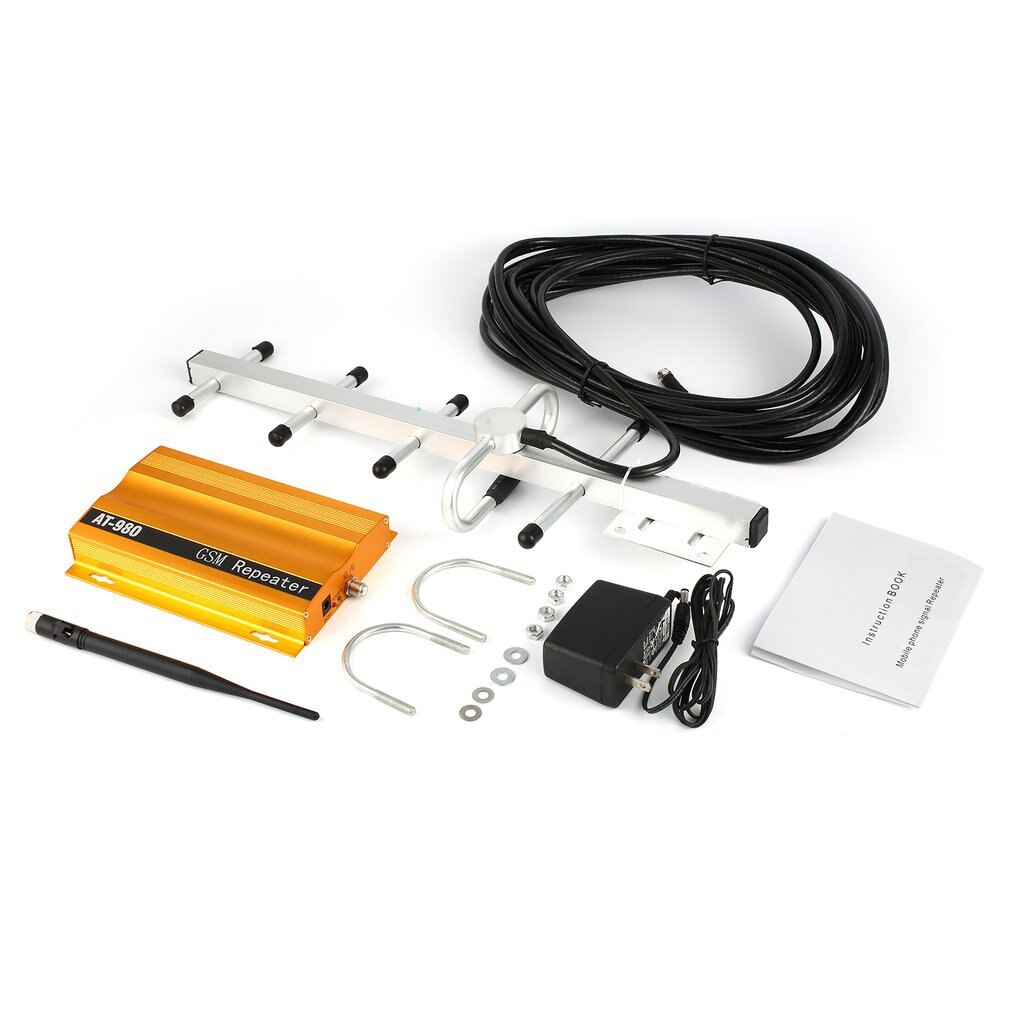 GSM 900mhz Mobile Phone Signal Booster Repeater Amplifier + Yagi Aerial Full-duplex Single-port AT-980 LESHP Piece