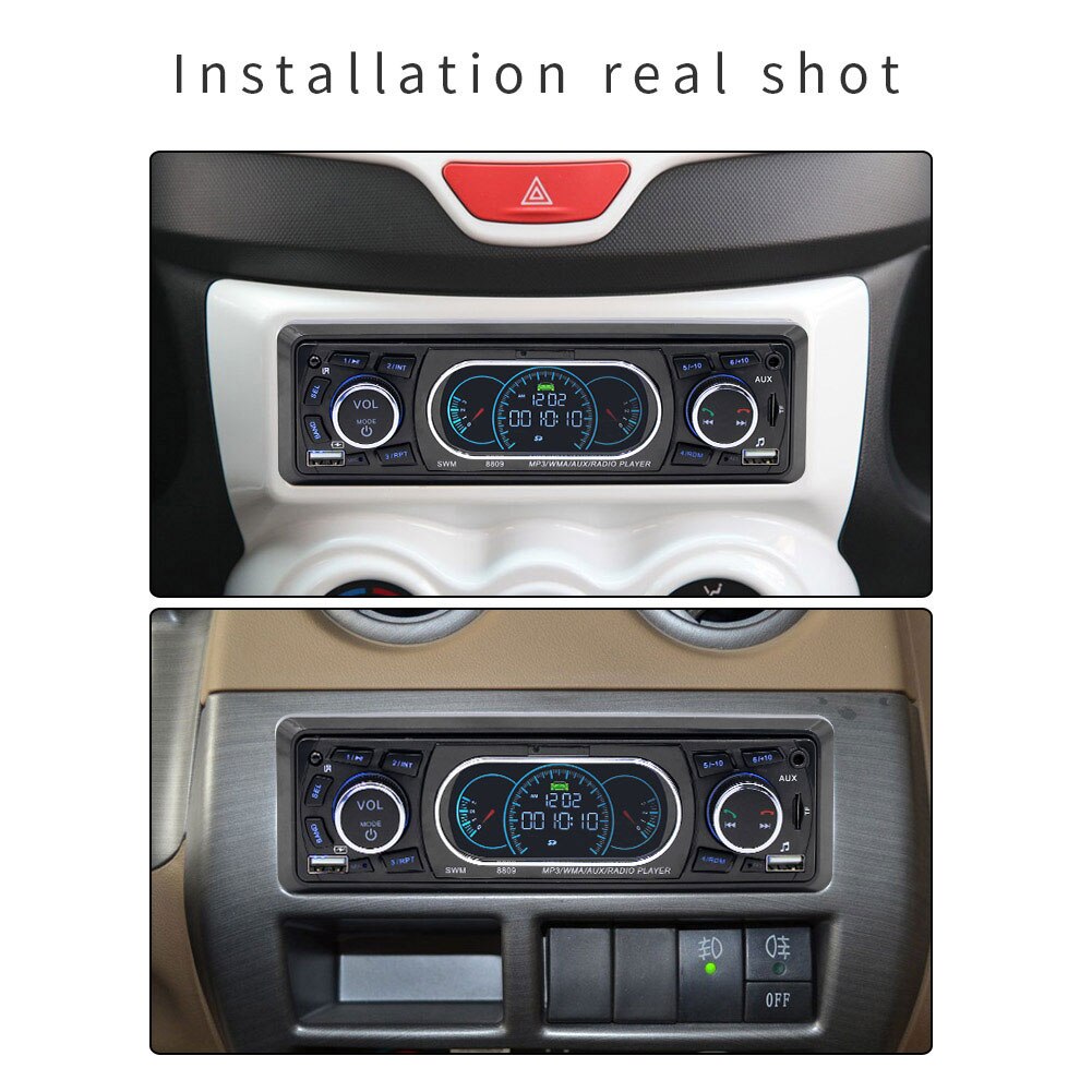 SWM 8809 1 Din Car FM Radio Dual USB Charging Runway Display Car MP3 Card U Disk AUX Radio Bluetooth Music Player