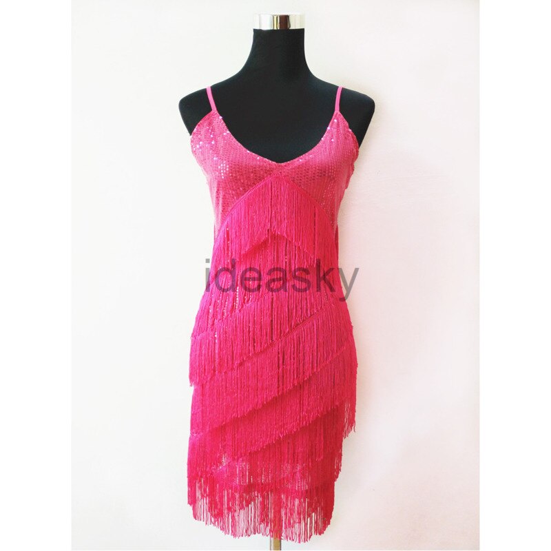 ballroom flapper dress fringe latin red sequin dance costumes dresses performance women bambina women black adult tango salsa