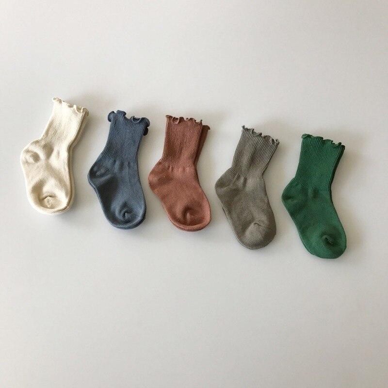 Newborn Infant Baby Solid Color Floor Socks Kids Toddlers Girls Soft Cotton Ruffle Princess Ankle Socks Children Accessories
