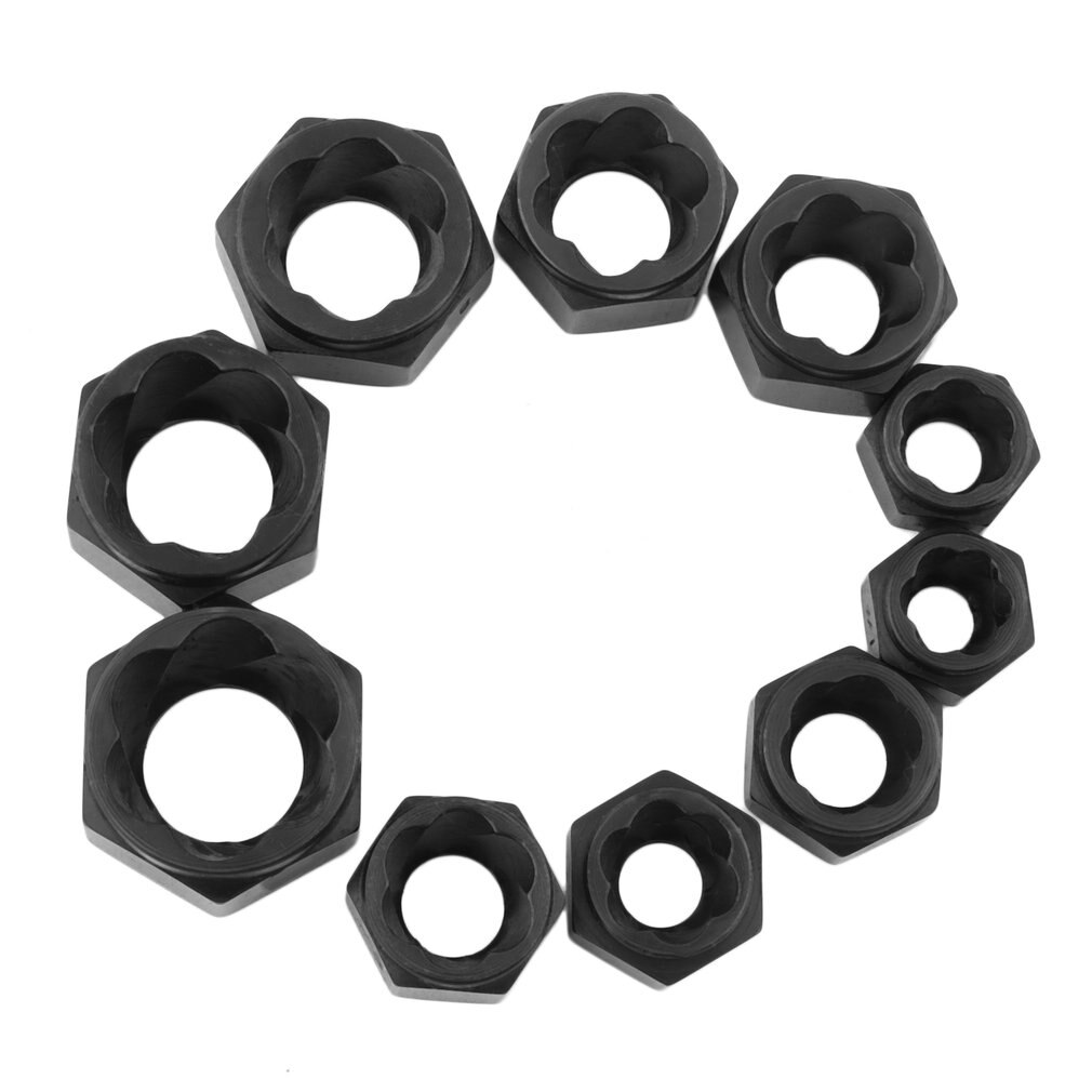 Top 10Pcs Damaged Bolt Nut Screw Remover Extractor Removal Set Nut Removal Socket Tool Threading Tools Low Tool Kit