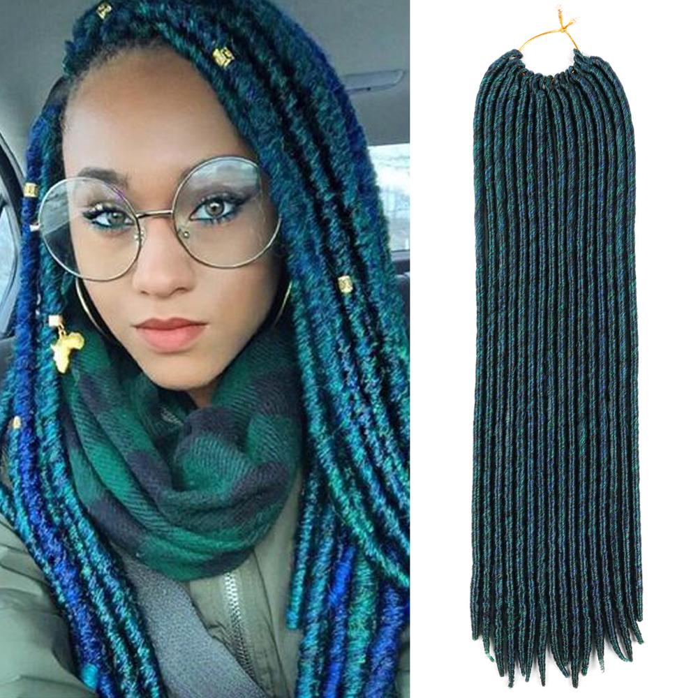 DAIRESS 18" Mix Green Blue Faux Locs Crochet Braids Dreadlocks Extension 16Roots Goddess Faux Locs Braiding Hair Crochet Braids