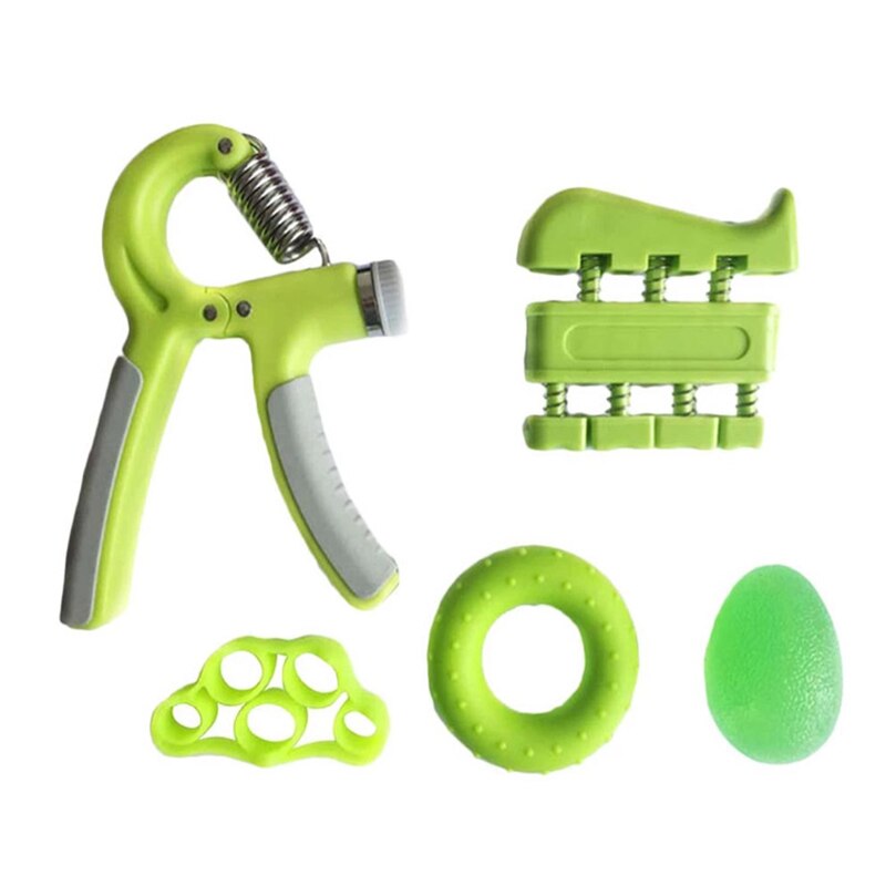 5Pcs/Set Spring Hand Gripper Adjustable Hand Grip Set Gym Fitness Power Strength Expander Muscle Recovery Exerciser: Green