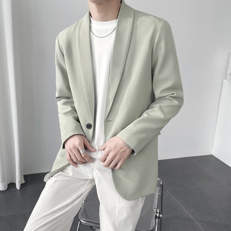 Green Brown Blazer Men Slim Business Society Mens Dress Jacket Korean Loose Casual Suit Jacket Men Office Formal Outwear