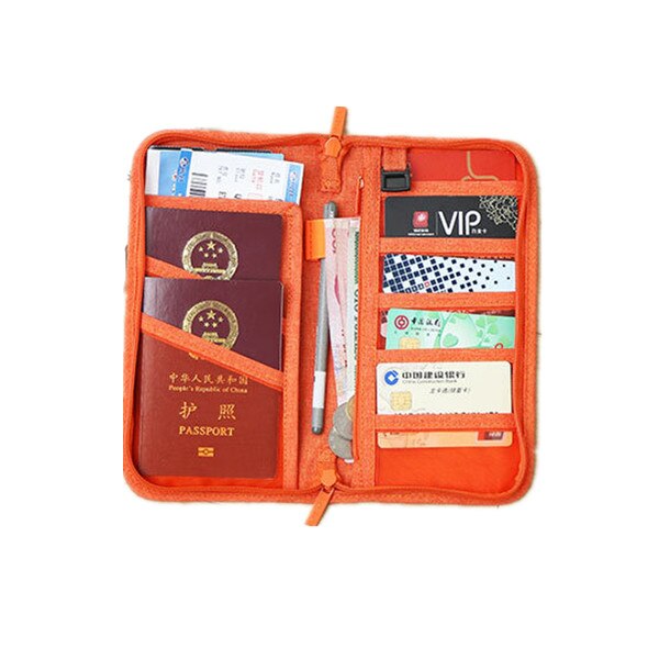 Reizen Paspoort Covers Tas Portemonnee Reizen USB Data Opladen Kabel Opslag Documenten Bankkaart Pack Organizer Telefoon Sleutel tas: Orange