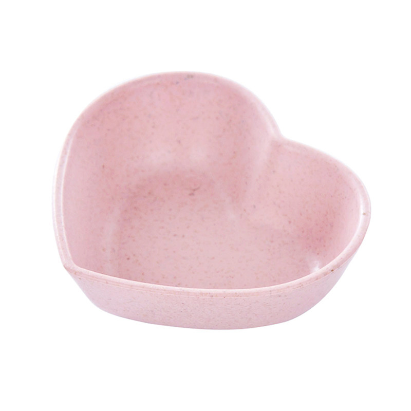 1Pcs Tarwe Multipurpose Kruiden Kom Leaf Hart Vorm Kruiden Kom Kleine Platen Snack Schotel Saus Te Schoon Keuken gereedschap: pink heart