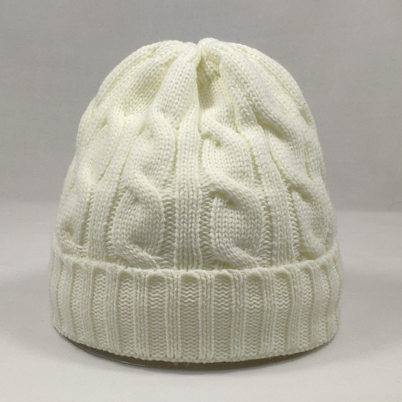 Varm vinter skull cap fleece indeni kvinder hatte kabel strikkede huer neon gul hvid sort rød neon orange farver