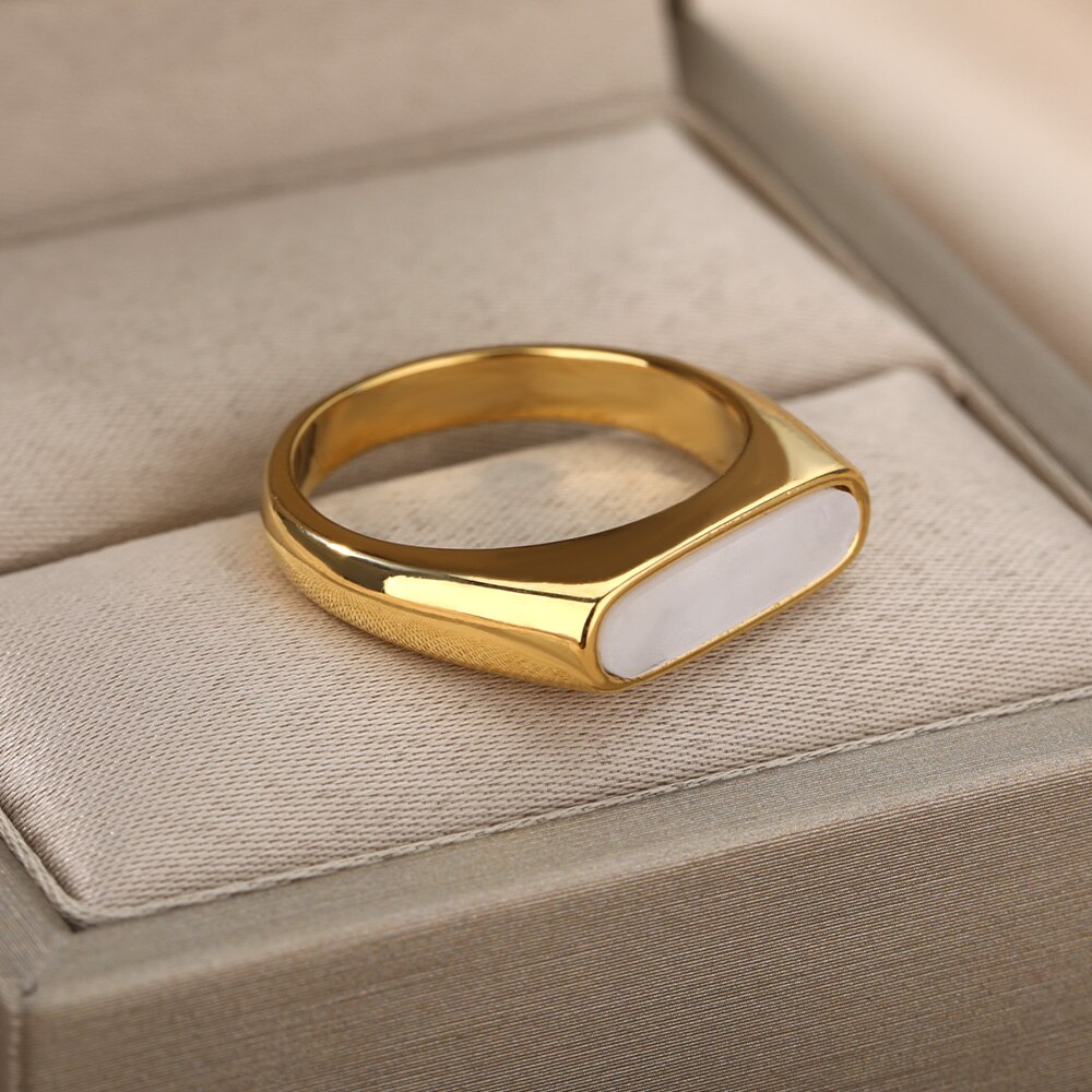 Wit Acryl Ringen Voor Vrouwen Mannen Goud Zilver Kleur Rvs Mannelijke Vrouwelijke Ring Engagement Wedding Party Finger Sieraden