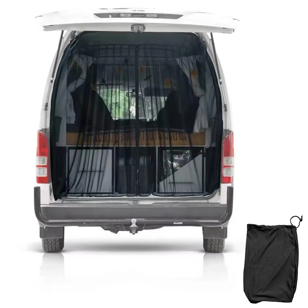 Van Tailgate Barn/Side Door Magnetic Mosquito Fly Screen Net Sunshade With Storage Bag For Caravan Motorhome Campervan
