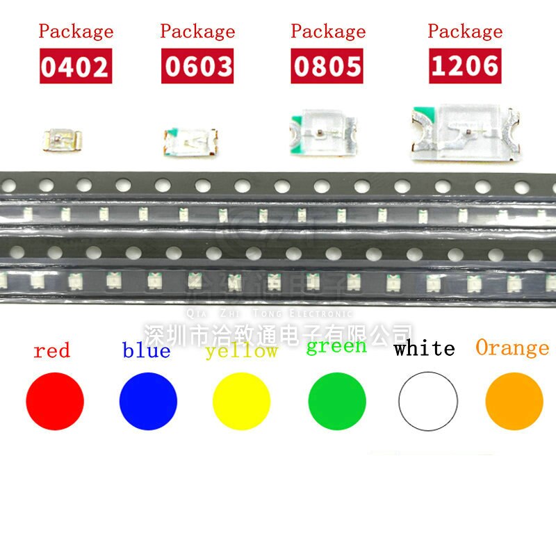 1 carretel 0402 0603 0805 1206 smd led vermelho amarelo verde branco azul laranja luz emissor de luz diodo água clara diodo led conjunto