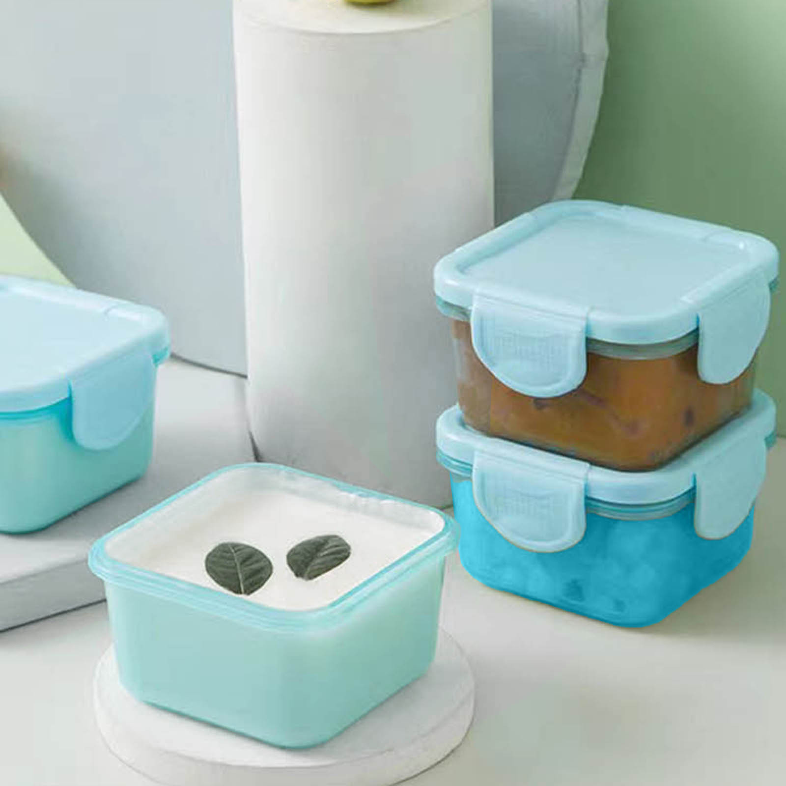 Food Containers Leakproof Lids Condiment Sauce Containers Mini Freezer Storage Containers Airtight Containers Microwave Safe: Blue