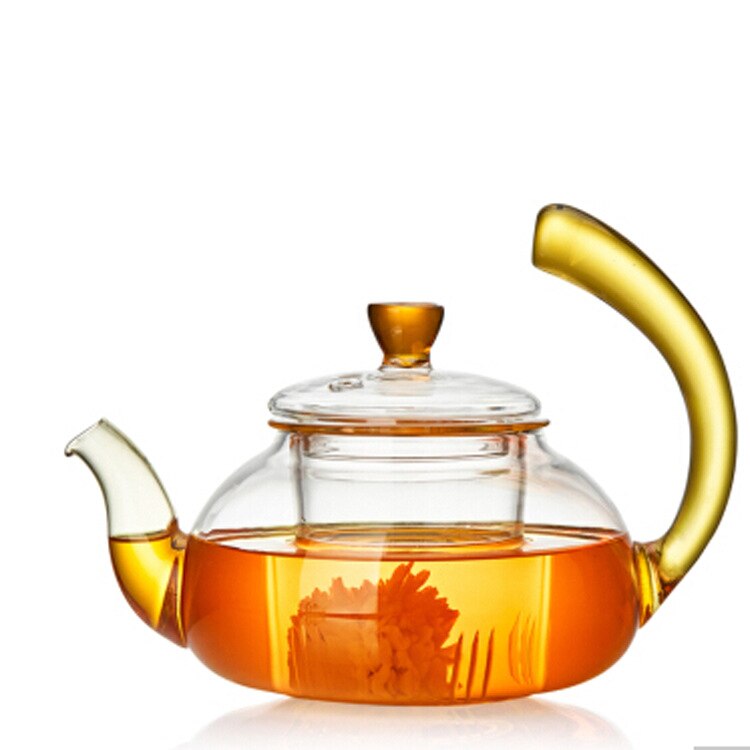 300ML High borosilicate heat-resistant glass teapot color handle teapot glass tea set