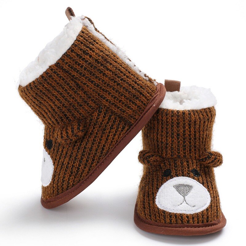 Winter Super Keep Warm Infant Toddler Breathable Comfortable Soft Booty Newborn Baby Crib Snow Knitting Cute Cartoon Bear Shoes