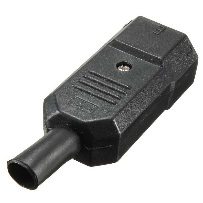 250V/10A Black 3 Pin IEC 320 C C14 Male Plug Rewirable Power Connector Socket ACPanel Mounting Power Inlet Socket