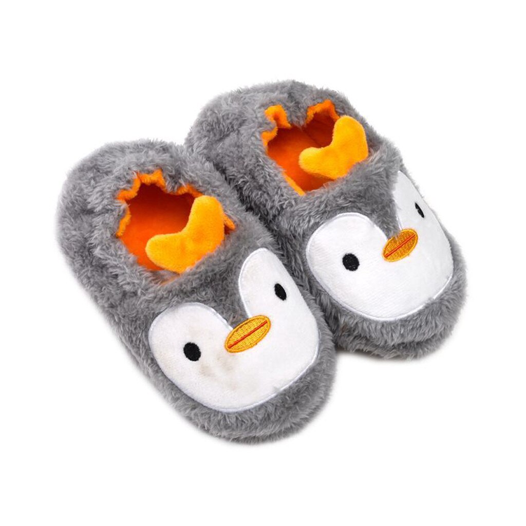 Chaussures chaudes à semelles souples pour bébés, pantoufles imprimées de dessins animés, pour garçons et filles,: GRIS / 8