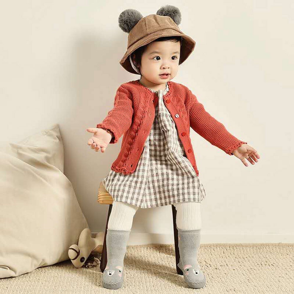 Winter Warme Baby Mädchen Jungen Socken Kinder Kleinkind Baby Jungen Cartoon Tier Dicke Warme Anti-Slip Socken Hausschuhe Weichen schuh Socken