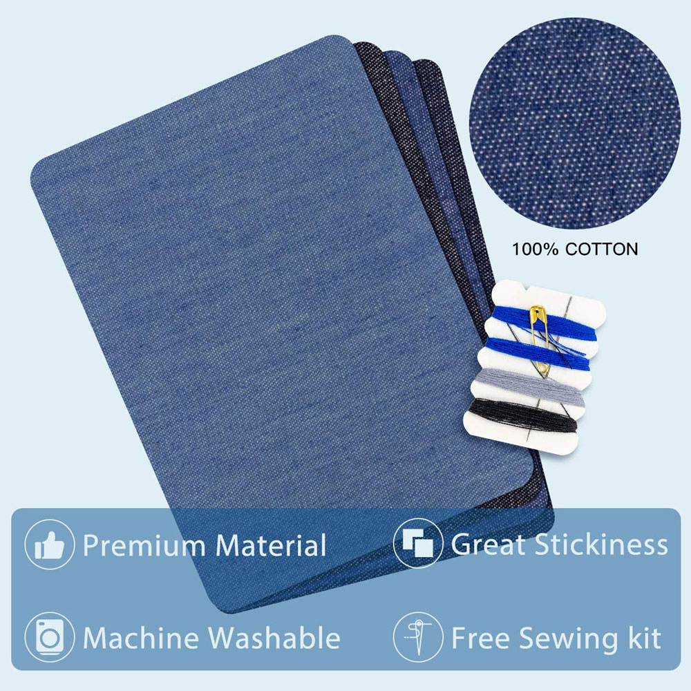 Parches vaqueros termoadhesivos de algodón, parche de reparación azul para bricolaje, reparación de ropa, decoración de chaqueta, 5 uds.