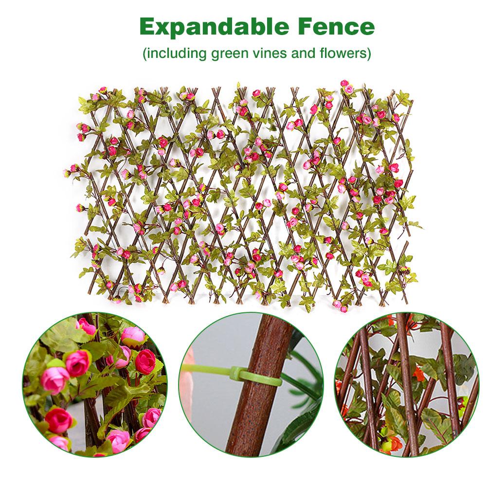 Expanding Wooden Fence Artificial Plant Fence Trellis UV Protect Garden Home Wall Decoration Privacy Screen For Restaurant Mall