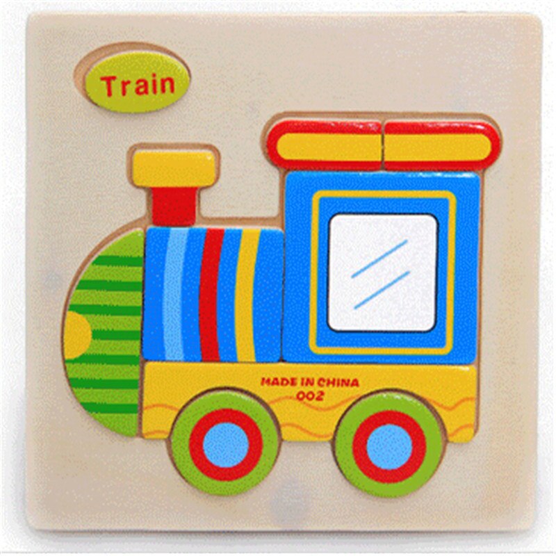 holz 3D Puzzle Puzzle Holz Spielzeug Für Kinder Cartoon Tier Puzzles Intelligenz Kinder Kinder Pädagogisches Spielzeug: Train