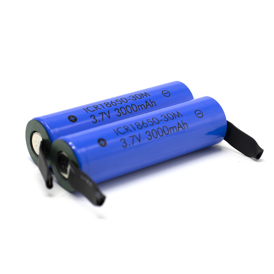 ICR18650-30M Large Capacity Rechargeable Lithium Battery 3.7V 3000MAH Suitable for All Kinds of Electronic Products+DIY Nickel