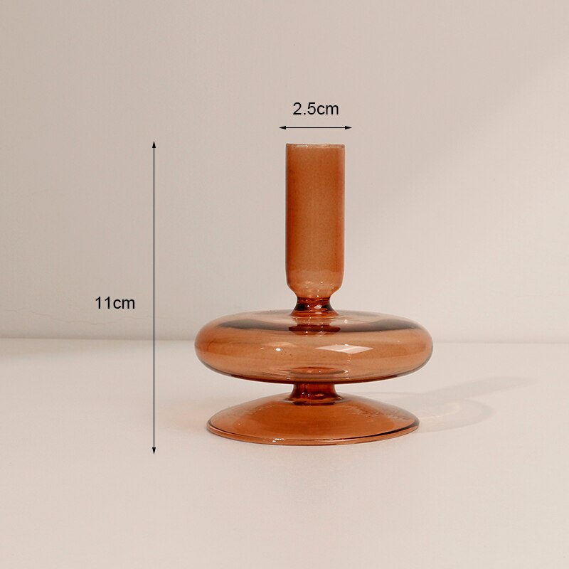 Brown Glass Candle Stick Holders Table Decoration Candles Holder for Candlestick Dinner Candles Party Wedding Centerpieces home: 020-5