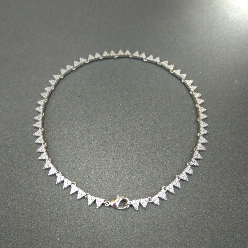 Silberweißes dreieck-luxus-fußkettchen aus sterlingsilber ,  s925 stück , festlicher stil, punk-stil, origineller markenschmuck
