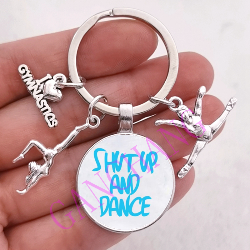 Mode Zumba Glas Sleutelhanger Fitness Dans Brief Foto Sleutelhanger Sport Gymnastiek sleutelhanger Ik hou van Fitness Sleutelhanger Sieraden: Roze