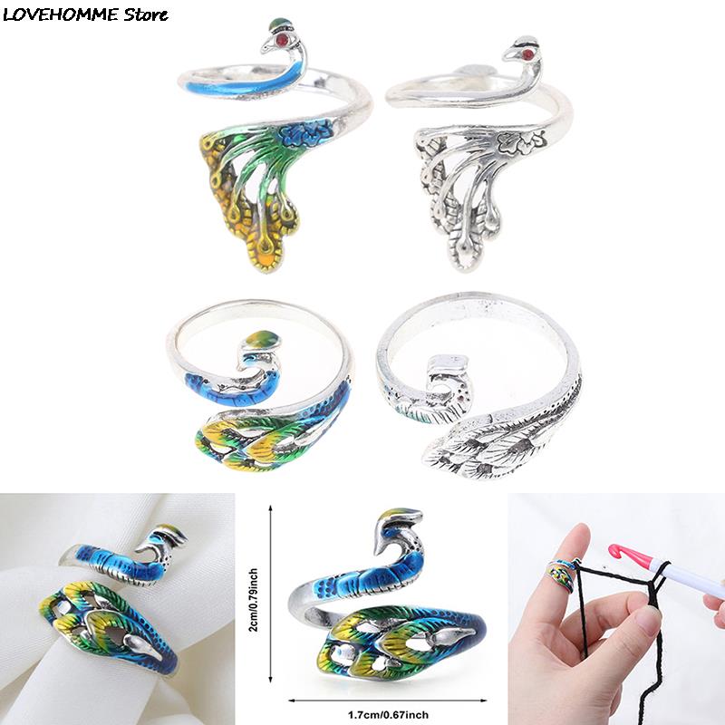 Regulowana pętla dziewiarska szydełkowa pętla akcesoria dziewiarskie pierścień dziewiarski regulacja palca nosić naparstki przędzy prowadnice dzianinowy pierścień