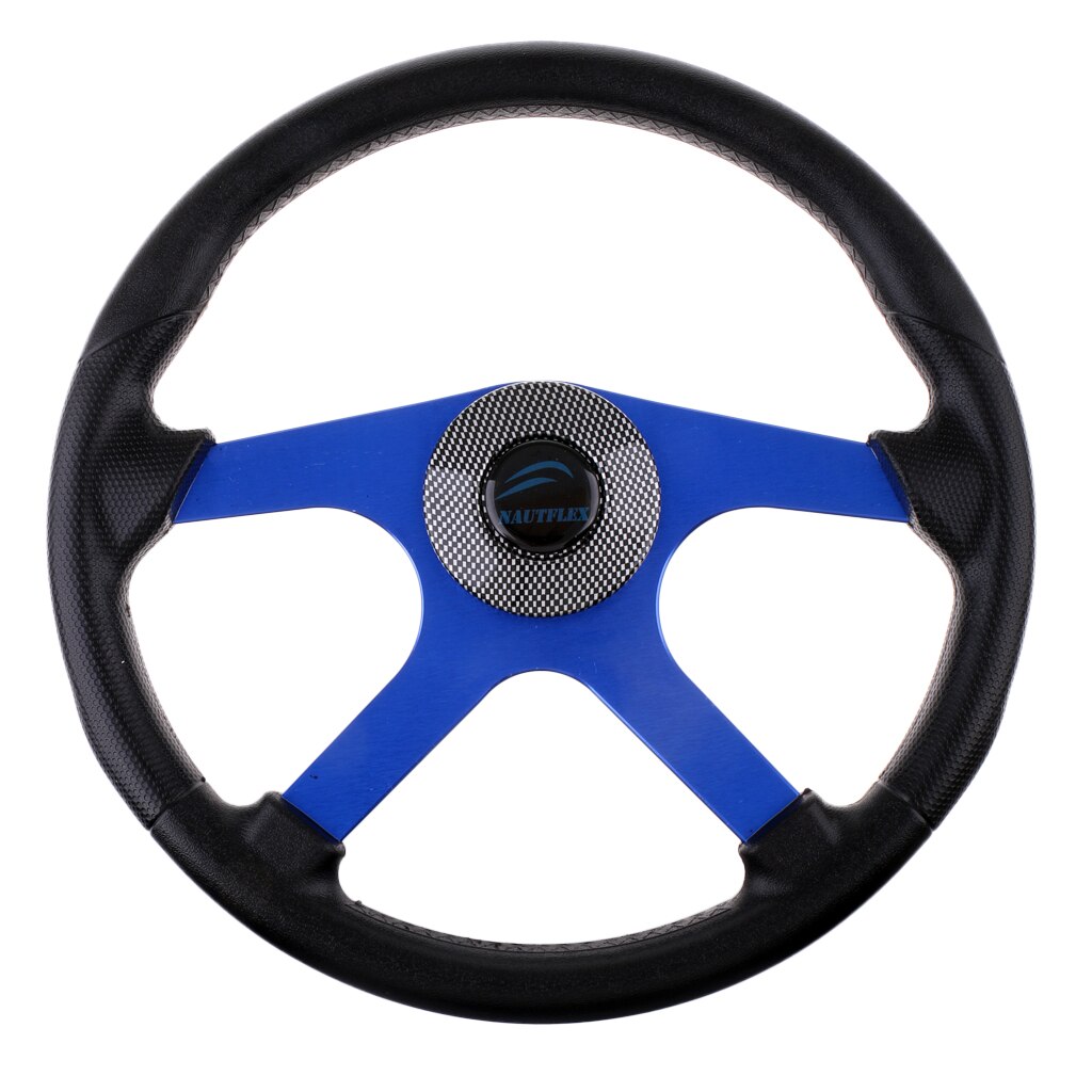 360mm Aluminum Alloy Marine Steering Wheel 4 Spoke 3/4'' Key Way Tapered with Black Foam Grip - Boat Steering Wheel