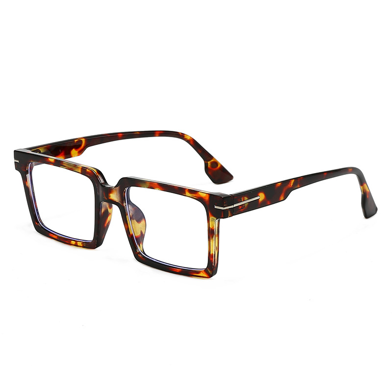 European and American fashionable square frame glasses, daily decoration for men and women, anti-blue light glasses for shopping: Brown