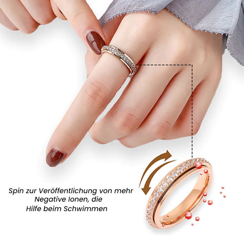 Anxiety Ring Single Row Rotary Ring Thermogenic Moissanite Spinner Ring Steel Rings Anti-stress Rings Rotate Rings Jewelry