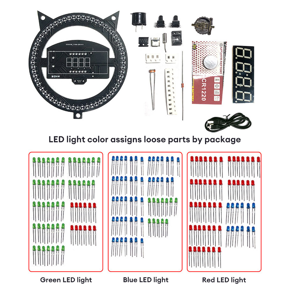 LED Fun Réveil DIY Électronique À Souder Kit Multi-fonction Horloge Lumière Contrôle Température Assemblée Kit De Soudage