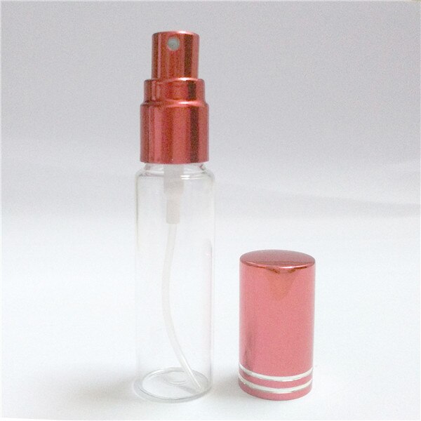 5 unids/lote 5ml 10ML 10ml botellas de aerosol de Perfume de Color muestra botellas de Spray botella rellenable botella de Translucence muestra botella de Perfume de aerosol: 5ML / Rojo