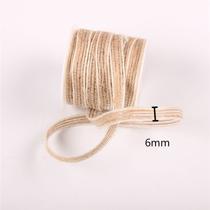 5m/ rullar naturligt säckväv band jute garn snöre för handarbete gör-det-själv hantverksförnödenheter wrap packning snöre bröllopsfest dekoration: 7