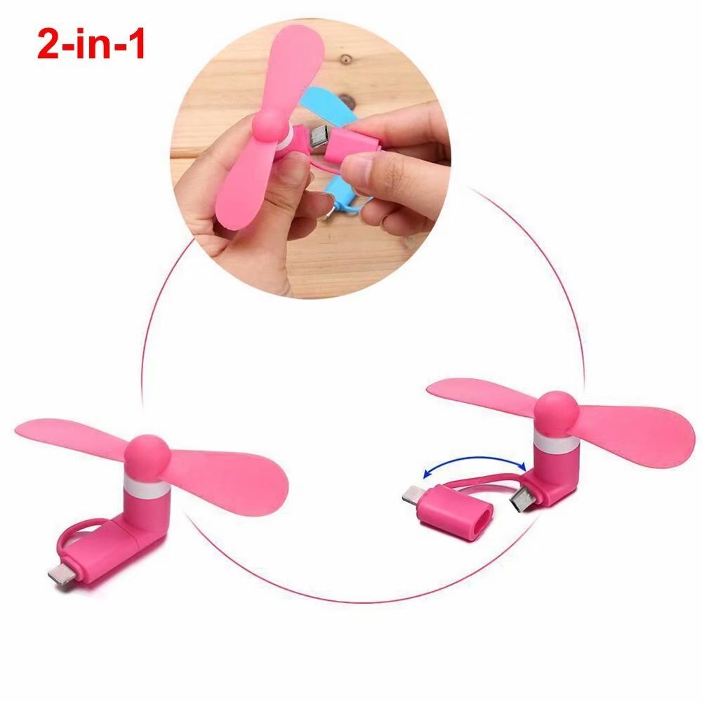 Draagbare 2 In 1 Cooling Mini USB Fan Mobiele Telefoon Ventilator voor Iphone Android Hanldheld Cooler Mobiel Mini Fan voor android Micro USB