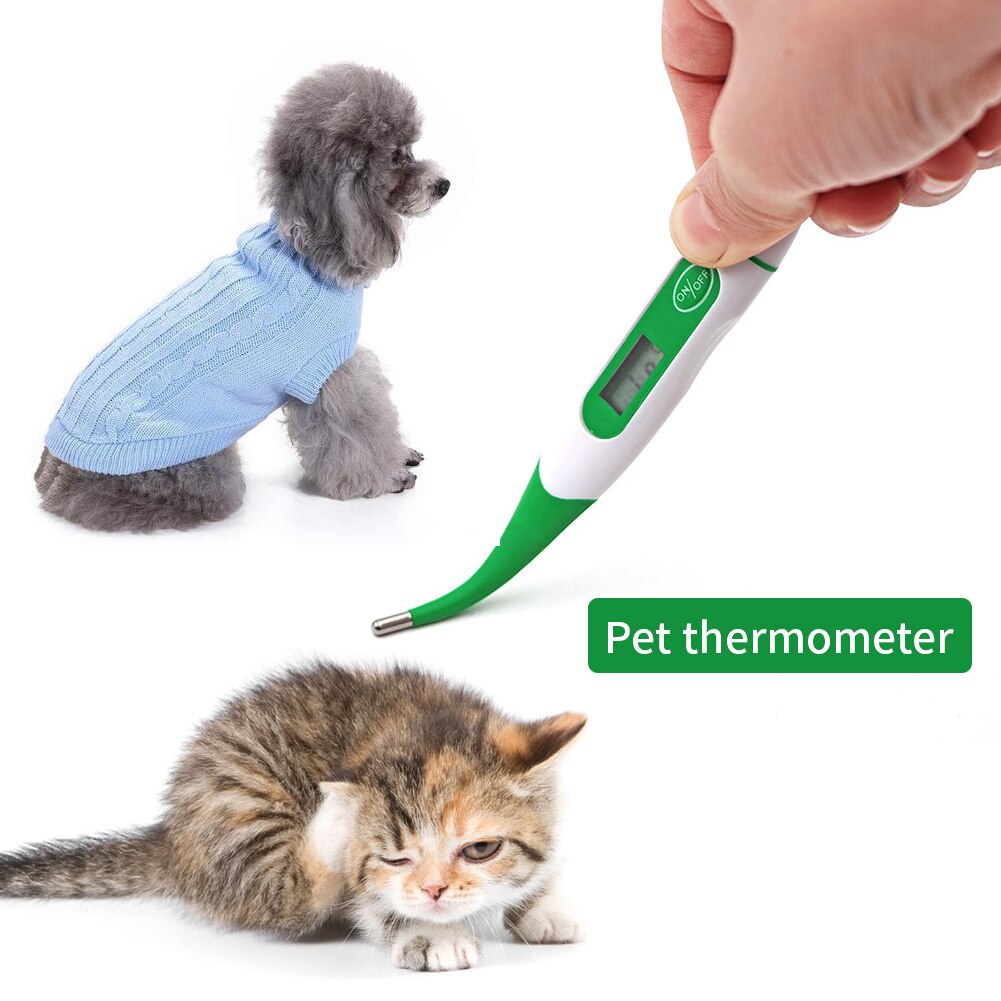 Digital Pet Thermometer LCD Display Pigs Cattle Dogs Portable Beep Veterinary Tool Battery Powered Farms Soft Tip Health Care