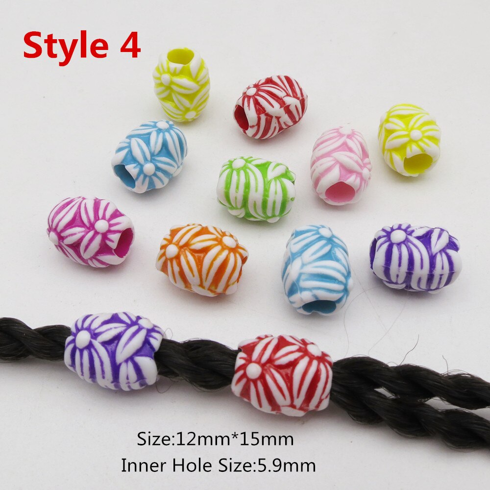 10pcs-20pcs coloured Crochet Braids hair dread dreadlock beads tube rings for Braiding Hair accessories for kids girls women