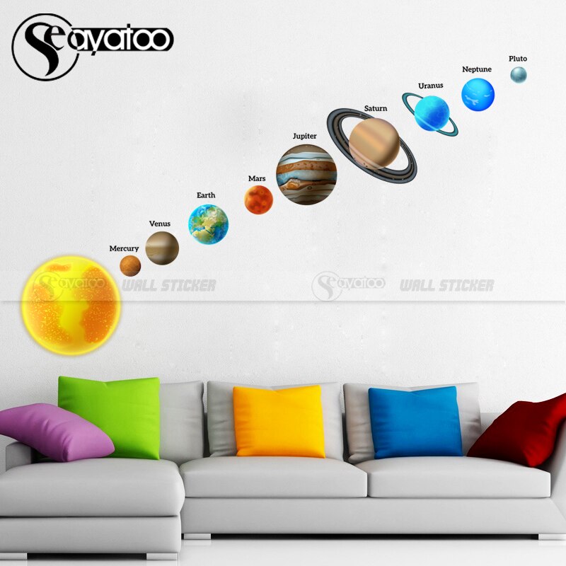 Space galaxy wallsticker planet univers stjerner solsystem astronomi vinyl mærkat kid uddannelse boligindretning